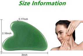 img 1 attached to 🌿 2 Pieces Jade Stone Gua Sha Massage Tool Set for Face and Body - Dark Green Natural Jade Gua Sha Board for Face Massaging and Skin Scraping