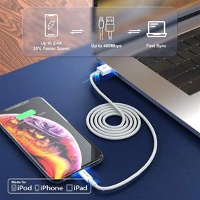 img 2 attached to 🔌 4Pack Apple iPhone Зарядный Кабель 10ft [Apple MFi Certified] - Быстрая Зарядка Кабелем Lightning to USB для iPhone 12/11/11Pro/11Max/X/XS/XR/XS Max/8/7, iPad - 10 Футов Зарядка для iPhone