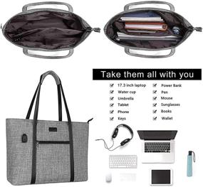 img 1 attached to 👜 MOSISO USB Port Laptop Tote Bag: Stylish & Spacious Organizer for Women (17-17.3 inch)