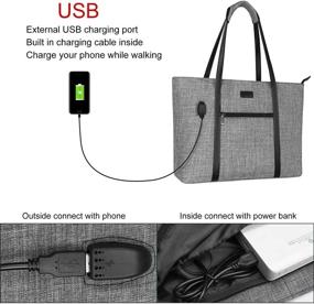 img 3 attached to 👜 MOSISO USB Port Laptop Tote Bag: Stylish & Spacious Organizer for Women (17-17.3 inch)