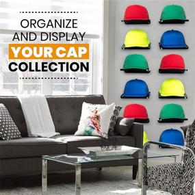 img 1 attached to 🧢 Boxy Concepts Wall-Mounted Hat Rack - Set of 4 Premium Baseball Cap Organizers - Hat Storage, Holder, and Hanger - Plastic Display Shelf with 3M Adhesive Tape for Ball Caps