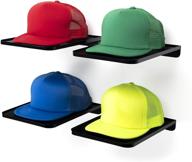 🧢 boxy concepts wall-mounted hat rack - set of 4 premium baseball cap organizers - hat storage, holder, and hanger - plastic display shelf with 3m adhesive tape for ball caps логотип