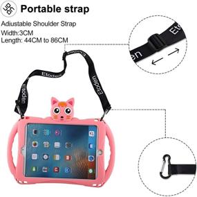 img 1 attached to 📱 Adjustable Shoulder Strap iPad Air Case - Etoden Cute Shockproof Silicone Handle Stand Cover for Apple iPad 5th/6th Gen and iPad Air 2 (2017/2018 9.7 inch)