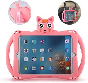 img 4 attached to 📱 Adjustable Shoulder Strap iPad Air Case - Etoden Cute Shockproof Silicone Handle Stand Cover for Apple iPad 5th/6th Gen and iPad Air 2 (2017/2018 9.7 inch)