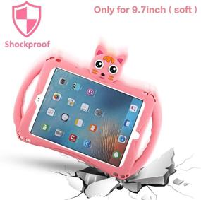 img 2 attached to 📱 Adjustable Shoulder Strap iPad Air Case - Etoden Cute Shockproof Silicone Handle Stand Cover for Apple iPad 5th/6th Gen and iPad Air 2 (2017/2018 9.7 inch)