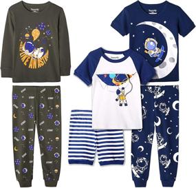 img 4 attached to 👕 Comfy Boys 6-Piece Snug-Fit Cotton Pajama Set: Quality Kids Pjs Sleepwear