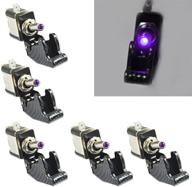 🚗 etopars 5-pack of 12v 20a carbon fiber cover purple led light rocker toggle switches spst on/off for car vehicle boat logo