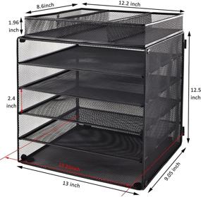 img 1 attached to 🗂️ EASEPRES Black 5-Tier Wire Mesh Desk Organizer Tray with Extra File Sorter - Ideal for Home, Office, or School