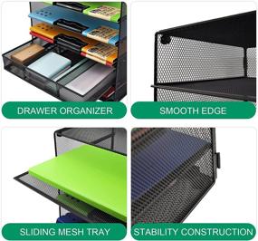 img 2 attached to 🗂️ EASEPRES Black 5-Tier Wire Mesh Desk Organizer Tray with Extra File Sorter - Ideal for Home, Office, or School