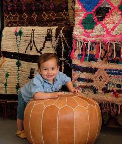 img 2 attached to LEATHEROOZE Handmade Moroccan Leather Ottoman