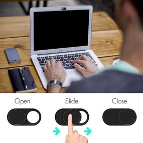 img 3 attached to Elimoons Ultra-Thin Webcam Cover Slide Laptop Camera Cover Sticker Blocker For Laptop Apple MacBook IMac IPad Cell Phone Tablet Echo Show Anti Spy Privacy (Round Hole Black12)