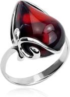 💍 amber sterling silver ring with stunning cherry design logo