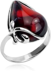 img 2 attached to 💍 Amber Sterling Silver Ring with Stunning Cherry Design