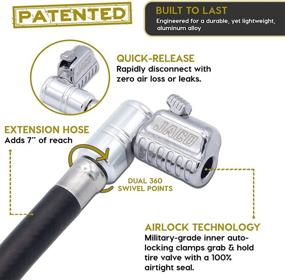 img 3 attached to 💪 Усиленная защита шланга насоса для накачивания шин JACO Lightning L2X с удлинителем шланга, самозакрывающимся насадкой с патентованным адаптером для эффективных насосов для шин (подача воздуха без ограничений)