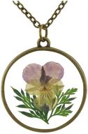 🌸 natural purple dried flower pendant necklace - fm fm42 - round shape - fn4032 logo