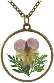 img 4 attached to 🌸 Natural Purple Dried Flower Pendant Necklace - FM FM42 - Round Shape - FN4032