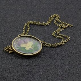 img 2 attached to 🌸 Natural Purple Dried Flower Pendant Necklace - FM FM42 - Round Shape - FN4032