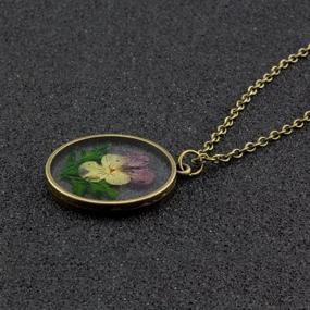 img 3 attached to 🌸 Natural Purple Dried Flower Pendant Necklace - FM FM42 - Round Shape - FN4032