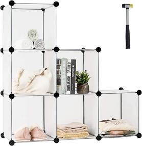 img 4 attached to 📦 Tangkula 6 Cubes Storage Organizer, DIY Plastic PP Closet Cabinet with Rustproof Steel Frame, Portable Modular Storage System with Hammer for Indoor Use - Ideal for Toys, Books, and Shoes