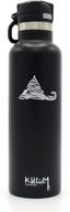 kulm outdoors 20oz vacuum insulated water bottle with 🌲 flip spout lid - cup holder friendly and sleek black design логотип