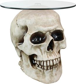 img 4 attached to 🧪 Bewitching Charm: Design Toscano Lost Souls Gothic Skull Glass-Topped Table in White