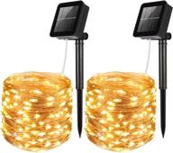 🌟 amir solar powered string lights: waterproof copper wire starry lights for gardens, patios, homes, parties (warm white - pack of 2) logo