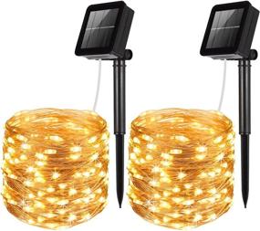 img 4 attached to 🌟 AMIR Solar Powered String Lights: Waterproof Copper Wire Starry Lights for Gardens, Patios, Homes, Parties (Warm White - Pack of 2)