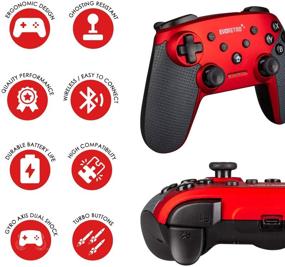 img 1 attached to 🎮 EVORETRO Wireless Bluetooth Nintendo Switch Controller Pro with Gyro Axis-Turbo Buttons - Ideal for Switch/Gamecube Games, Red