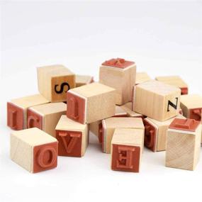 img 1 attached to Vintage Wood Letter Stamps for Card Making DIY Craft Scrapbooking - Miayon 52Pcs Wooden Rubber Stamps