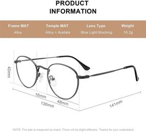 img 1 attached to 👓 Очки для чтения RB.Pilot Small Metal Round для женщин и мужчин | Классические винтажные ретро очки | Блокирование синего света для чтения на компьютере