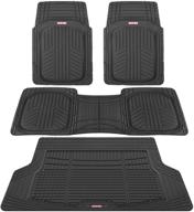 🚗 enhanced motor trend premium flextough plus deepdish front & rear mats with trunk cargo liner - combo set - all-weather traction grips, black logo