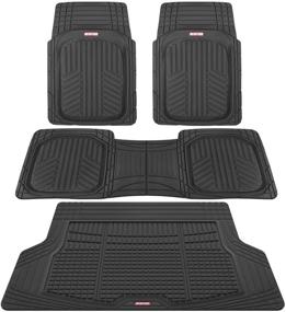 img 4 attached to 🚗 Enhanced Motor Trend Premium FlexTough Plus DeepDish Front & Rear Mats with Trunk Cargo Liner - Combo Set - All-Weather Traction Grips, Black