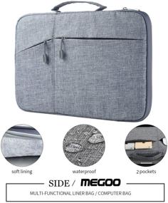 img 1 attached to 📱 Versatile Megoo 10 Inch Sleeve Case for Microsoft Surface Go 2 2020/Surface Go/Samsung Galaxy Tab A 10.1"/iPad Pro 10.5" Chromebook Tablet - Water Resistant Carrying Case with Handle and Pocket (Gray)