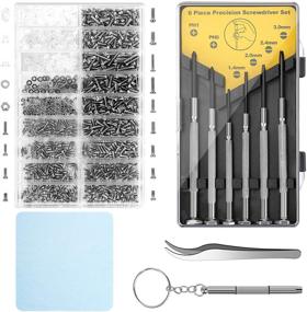 img 4 attached to Eyeglass Repair Kit with 1100pcs Eyeglass Screws, Nose Pads, Precision Screwdriver Set, and Tweezers - Ideal for Eyeglasses, Sunglasses, Watch Clock, and Spectacle Repair