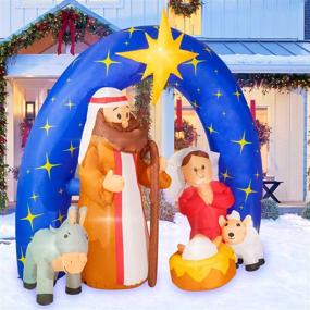 img 2 attached to 🌟 Rocinha 7.5FT Inflatable Christmas Nativity Scene: Outdoor Decorations with Star of Bethlehem Archway