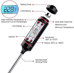 img 3 attached to Digital Instant Read Meat Thermometer with Super Long Probe - Ideal for Kitchen, BBQ, Grill, Smoker, Candy, Oil, Milk, Yogurt - Accurate Temperature Measurement