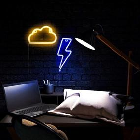 img 2 attached to ✨ Vibrant Cloud & Lightning Bolt Neon Lights: Striking LED Signs for Bedroom, Kids Room, Beer Bar, Birthday Party, Children's Gift