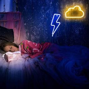 img 3 attached to ✨ Vibrant Cloud & Lightning Bolt Neon Lights: Striking LED Signs for Bedroom, Kids Room, Beer Bar, Birthday Party, Children's Gift