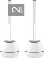 🚽 boomjoy toilet brush 2-pack: silicone brush set with holder & tweezers - white logo