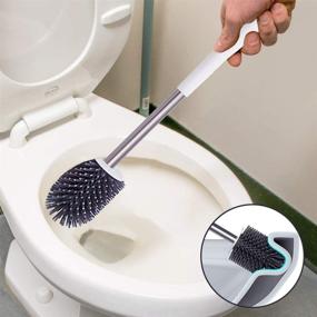 img 3 attached to 🚽 BOOMJOY Toilet Brush 2-Pack: Silicone Brush Set with Holder & Tweezers - White
