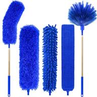 🧹 versatile microfiber duster with stainless steel extension pole - ideal for cleaning high ceilings, fans, blinds, furniture, and cars (blue) logo