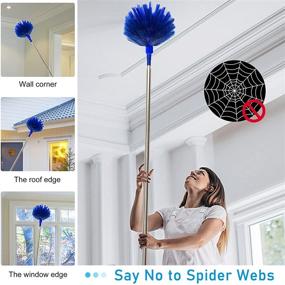 img 2 attached to 🧹 Versatile Microfiber Duster with Stainless Steel Extension Pole - Ideal for Cleaning High Ceilings, Fans, Blinds, Furniture, and Cars (Blue)