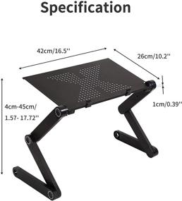 img 1 attached to 📚 Портативный регулируемый алюминиевый ноутбук-столик с складным держателем - эргономичный дизайн для дивана, кровати и дивана - включает коврик для мыши и боковой тепловентилятор.