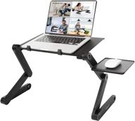 📚 portable adjustable aluminum laptop table with foldable stand - ergonomic design for couch, bed, and sofa - includes mouse pad and side heat-vent logo