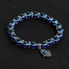 img 1 attached to 🔮 Stylish and Protective: SUMMER LOVE Evil Eye Hamsa Blue Beaded Bracelet for Blessings and Fortune