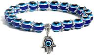 🔮 stylish and protective: summer love evil eye hamsa blue beaded bracelet for blessings and fortune logo