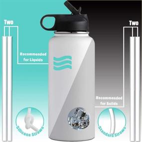 img 2 attached to 🥤 Wide Mouth Straw Lid for Hydro Flask Replacement - Fits 32oz, 40oz, and 64oz Water Bottles with Straw – Includes 2 Lids, 2 Silent Silicone Straws, 2 Original Straws, and 2 Brushes