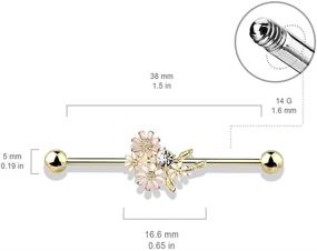 img 2 attached to Amelia Fashion 14G CZ and Enamel Flower Bouquet Industrial 🌸 Barbell in 316L Surgical Stainless Steel - Available in various colors