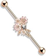 amelia fashion 14g cz and enamel flower bouquet industrial 🌸 barbell in 316l surgical stainless steel - available in various colors logo