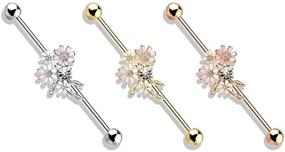 img 3 attached to Amelia Fashion 14G CZ and Enamel Flower Bouquet Industrial 🌸 Barbell in 316L Surgical Stainless Steel - Available in various colors